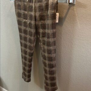 Women's Plaid Pants - Brown and Gray